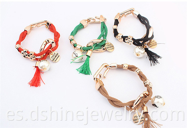 Mesh Rope Wrap Tassel Bracelet